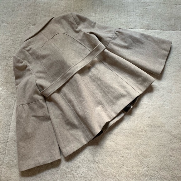 LOFT Oatmeal Bell Sleeve Empire Waisted Peacoat - Picture 10 of 11